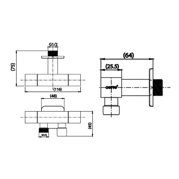 COTTO CT1707(HM) วาล์วเปิด-ปิดน้ำ สำหรับฝักบัวสายอ่อนและล้างพื้น -  มาเจสติกโฮม