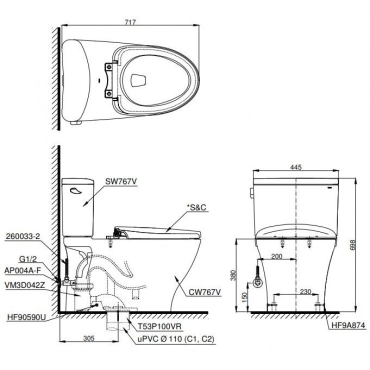 Bồn Cầu Điện Tử TOTO CS767RW14 CS767 RW14 CS767
