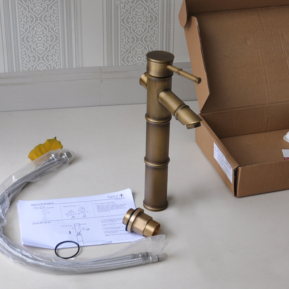 Vòi nước hình cây tre, vòi chậu rửa, nóng lạnh