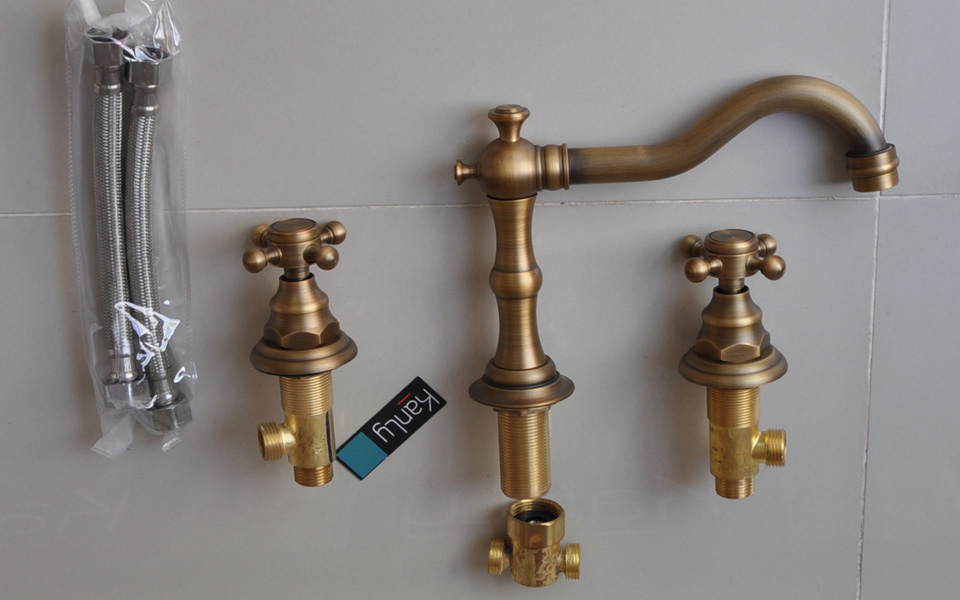 vòi chậu 3 lỗ bằng đồng thau