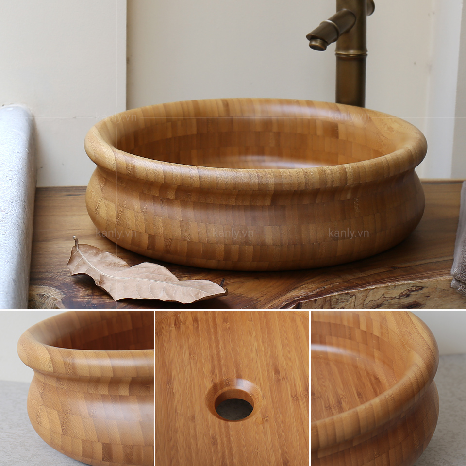 Chậu lavabo bằng tre LTE51 sở hữu họa tiết đẹp mắt