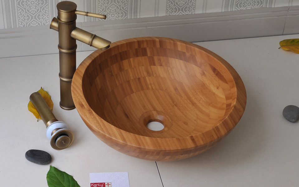 lavabo bằng gỗ, bồn, chậu rửa mặt bằng gỗ tre