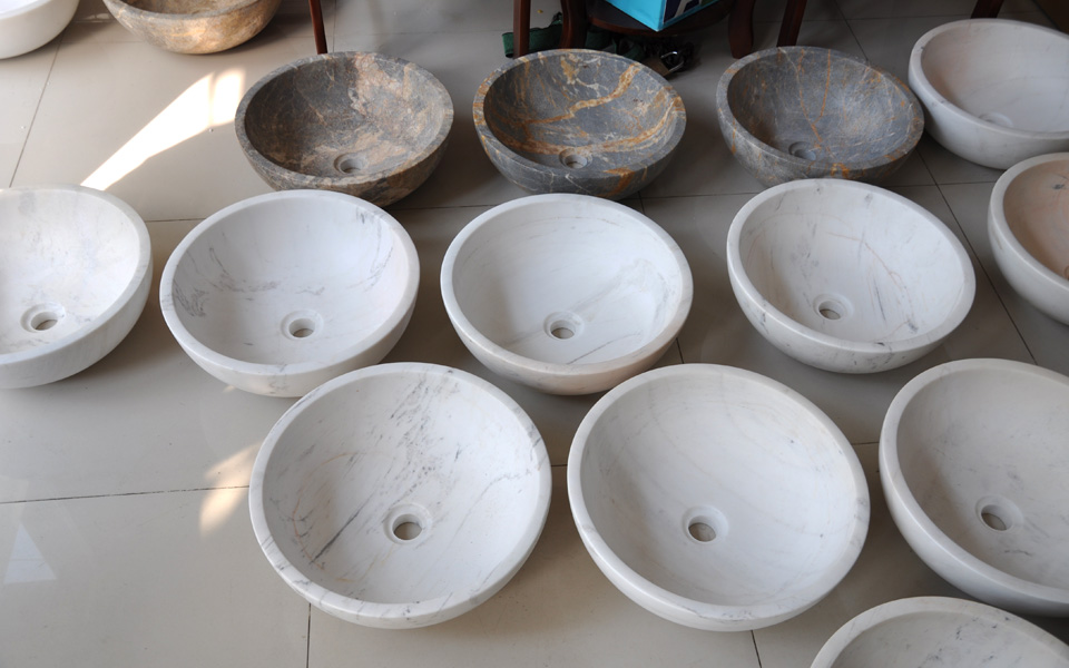 lavabo đá trắng tự nhiên