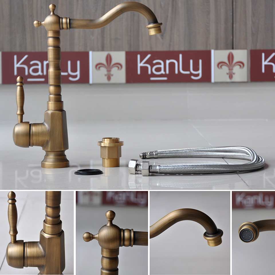Vòi rửa chén cổ điển, bằng đồng thau, nóng lạnh