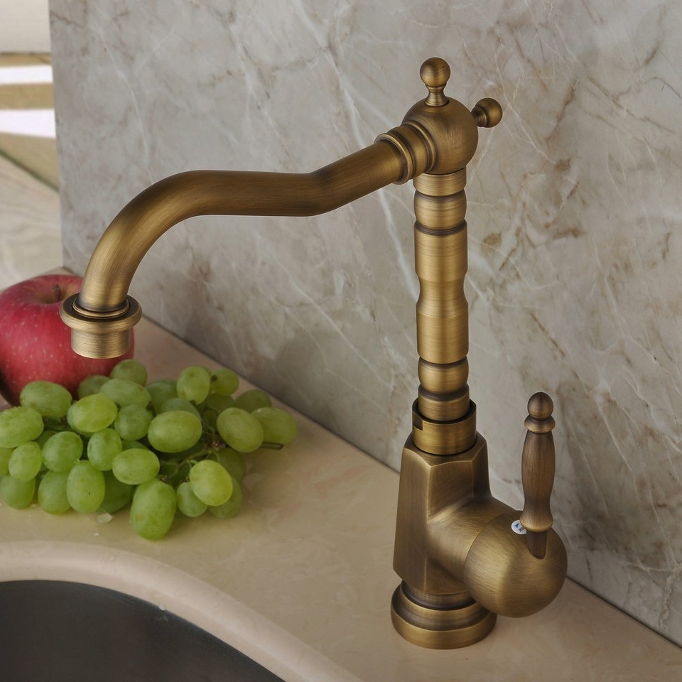 Vòi rửa chén cổ điển, bằng đồng thau, nóng lạnh