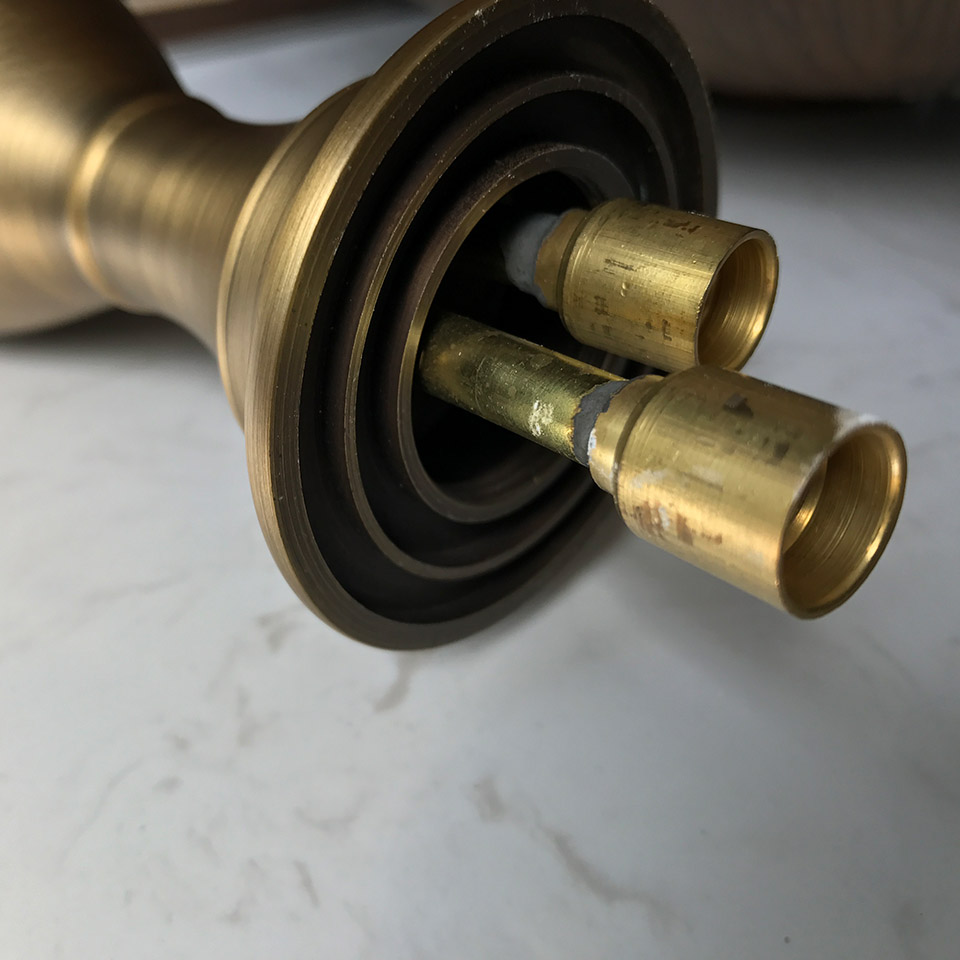 Vòi cổ điển chậu bếp, bằng đồng thau, nóng lạnh