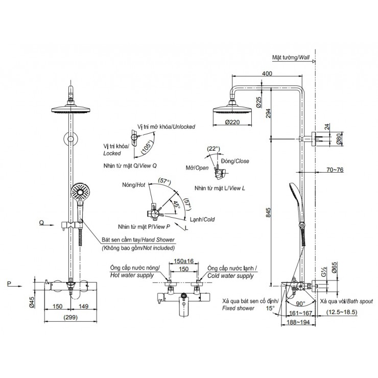 [CLC] Vòi Sen Cây TOTO TBW01301BB Nóng Lạnh - Tuấn Đức