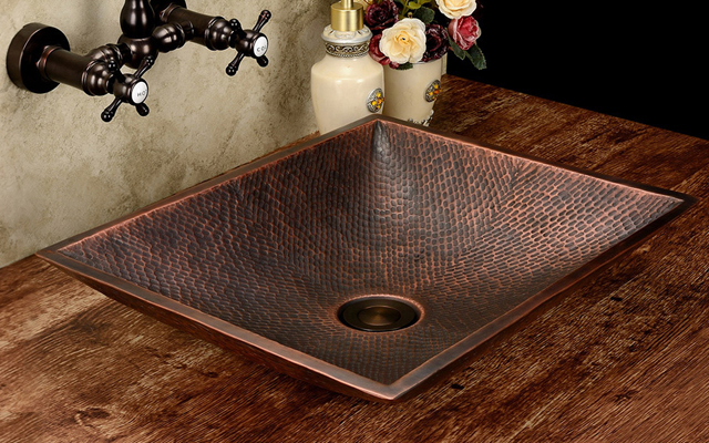 Chậu rửa bằng đồng kiểu chữ nhật CS03