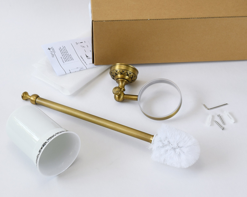 Sách hướng dẫn và hộp đựng cọ toilet đồng thau cổ điển