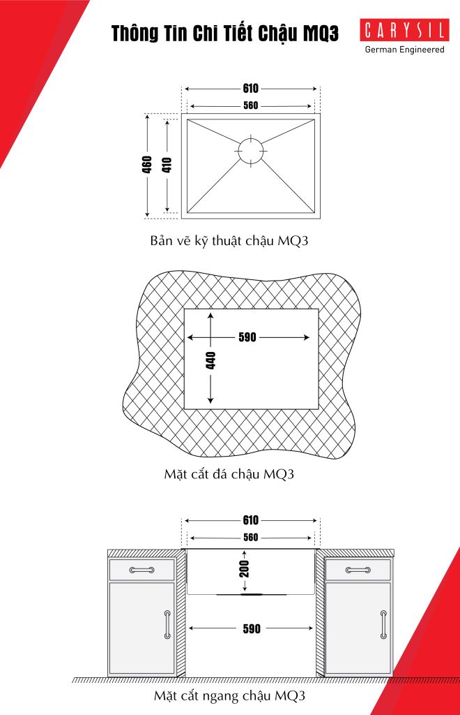 chậu iđơn nox304 Carysil IA-MQ3