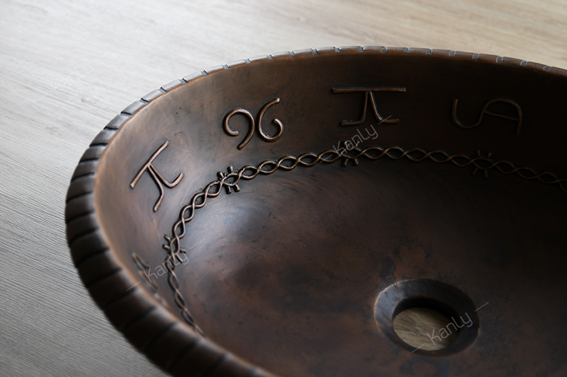 Chậu đồng đỏ lavabo cổ điển