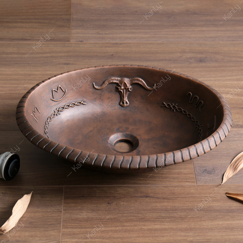 Lavabo bằng đồng BS026 màu đồng đỏ