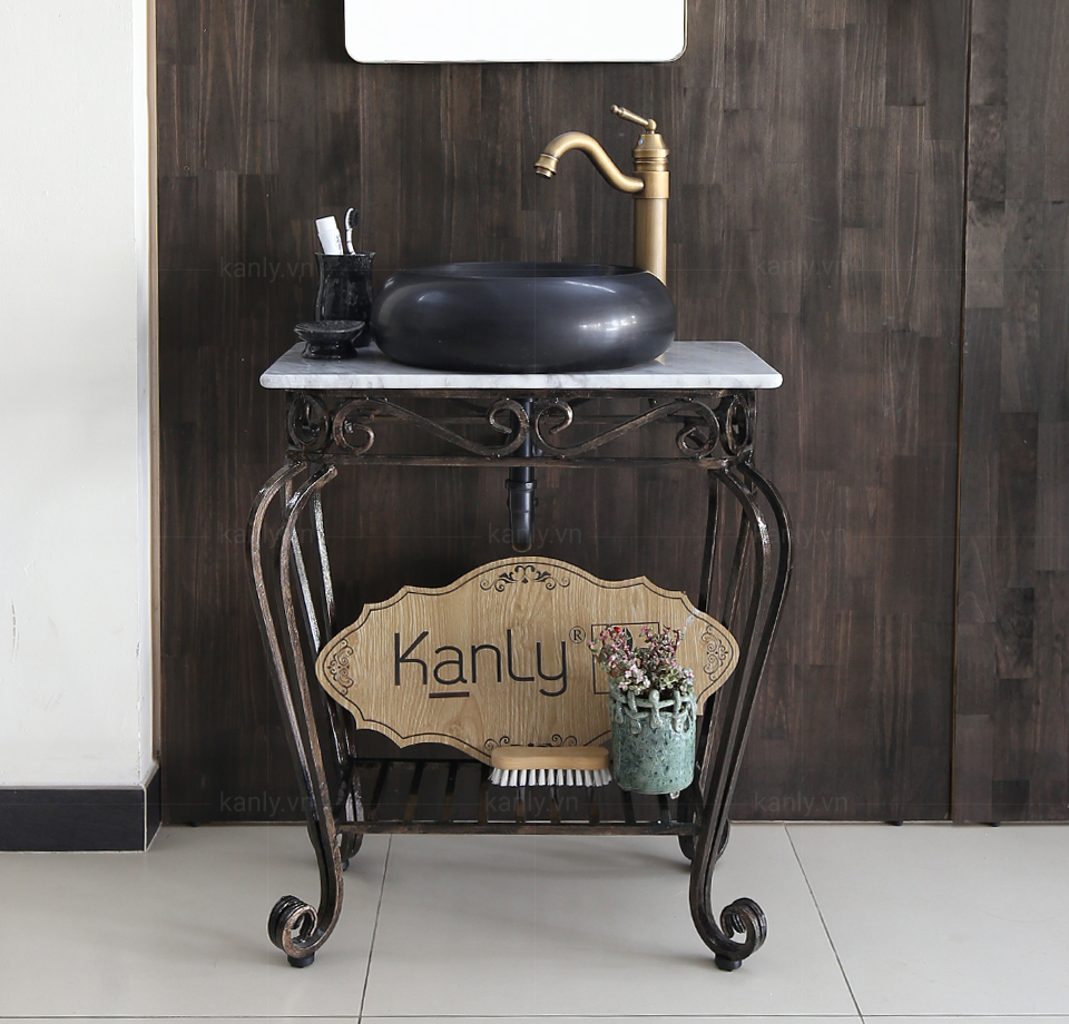 Lavabo đá đen basalt MAR122V còn tạo nên điểm nhấn phong cách mộc mạc, độc đáo riêng biệt