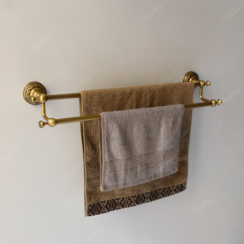 Thanh treo khăn đôi cổ điển bằng đồng thau, giả cổ độc đáo