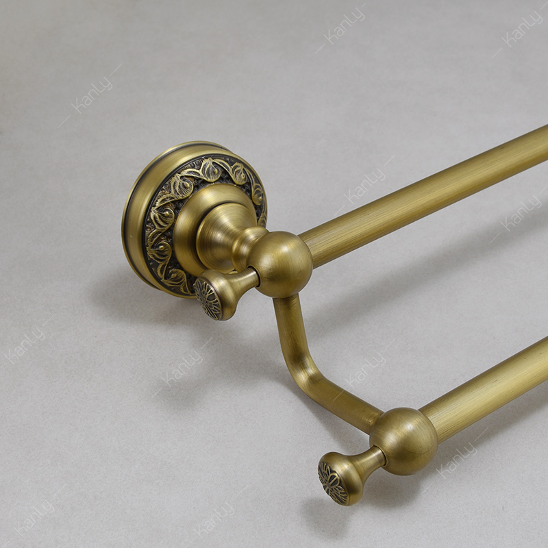 Thanh treo khăn đôi có hoa văn chạm khắc cầu kỳ, cổ điển