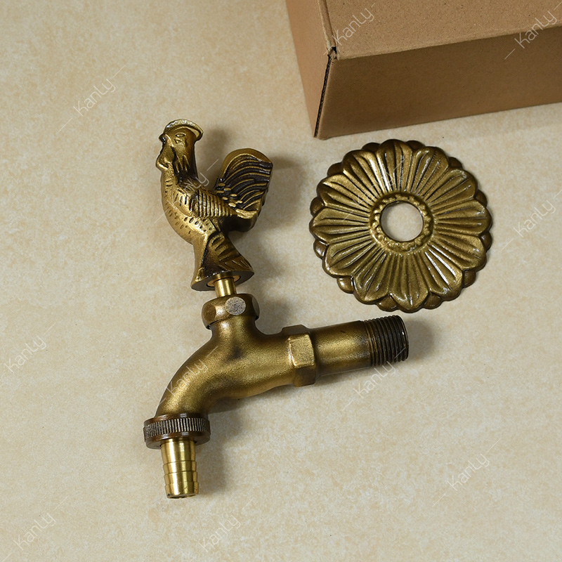 Mở hộp vòi gắn tường con gà bằng đồng thau GCT02C