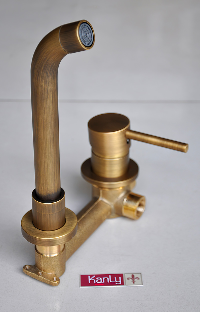 Vòi rửa chén nóng lạnh âm tường GCT04 phong cách rustic