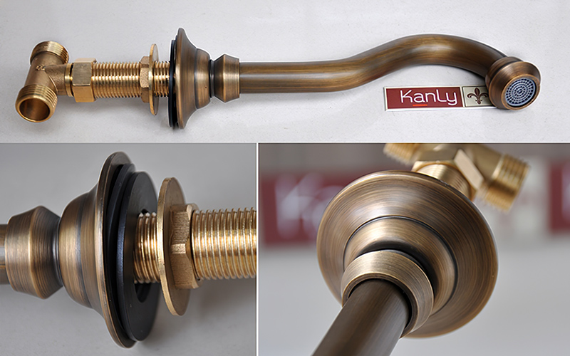 Vòi rửa bát nóng lạnh âm tường bằng đồng thau do KanLy cung cấp