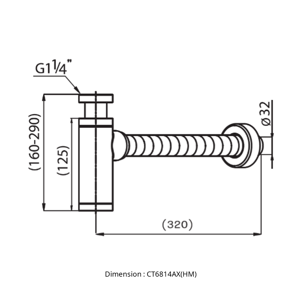 COTTO CT6814AX(HM) ท่อน้ำทิ้งอ่างล้างหน้าทรงกระบอก 32 ซม.แบบปรับท่อได้ (คอตโต้) | LINE SHOPPING