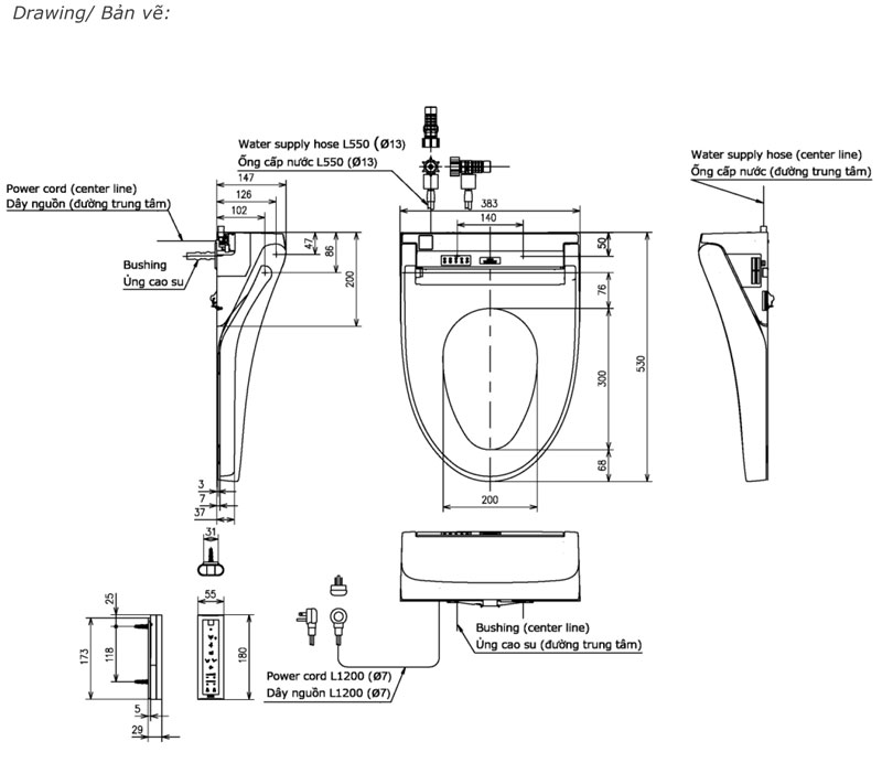 Nắp Rửa điện Tử TOTO TCF24410AAA (W14) Chính Hãng