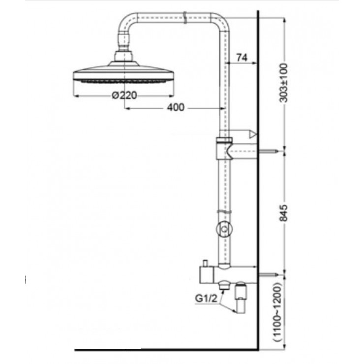 Thân Sen Cây TOTO TBW01002BA (TBW01002B1) 2 Chế Độ Vòi Sen Cây