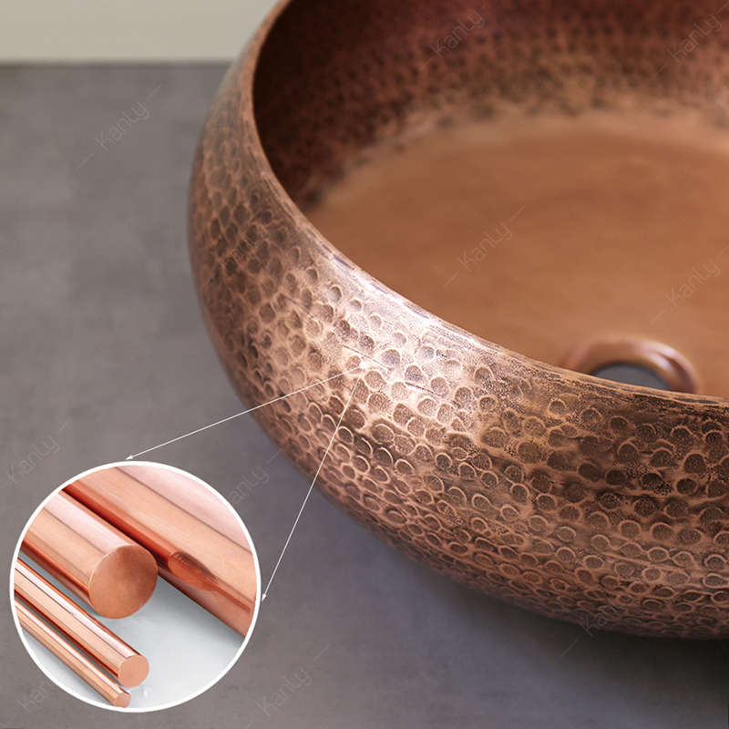 Bồn rửa mặt RSC121V được chế tác từ đồng đỏ nguyên tấm