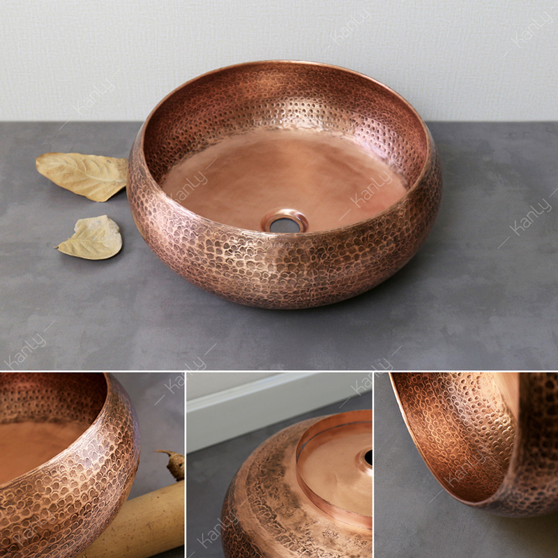 Bồn rửa mặt bằng đồng đỏ RSC121V có kiểu dáng bầu bĩnh