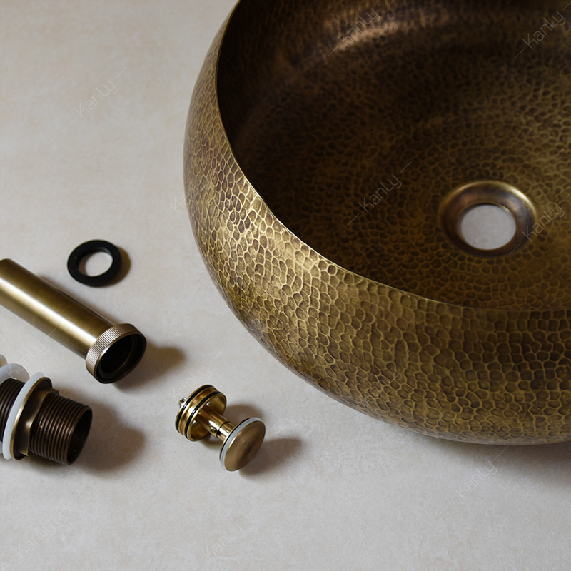 Chậu rửa mặt màu đồng đỏ giả cổ độc đáo