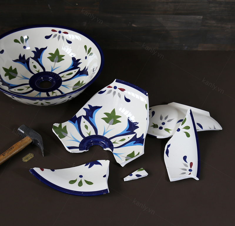 Chậu rửa mặt gốm sứ SU401 được làm thủ công mộc mạc