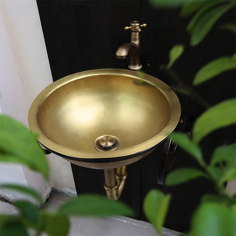 Chậu rửa mặt thủ công bằng đồng RSC318V mộc mạc, tự nhiên