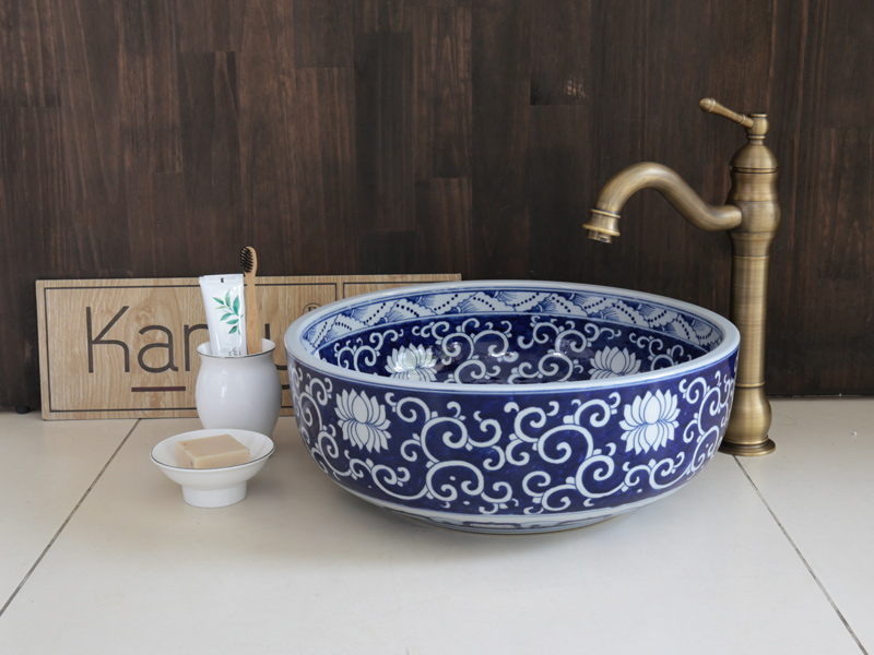 Lavabo sứ hoa văn mỹ thuật SU120