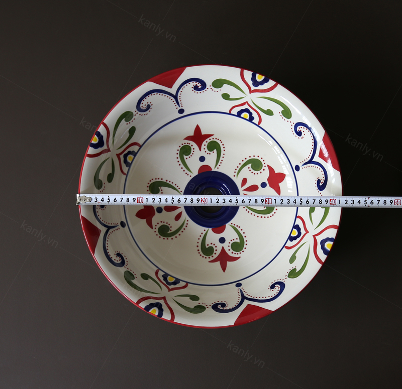 Kích thước lavabo sứ mỹ thuật hoa văn