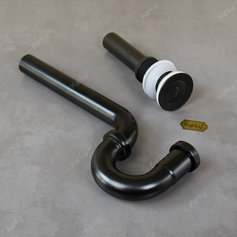 Bộ xi phông lavabo màu đen cổ điển