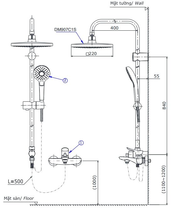 Bản vẽ sen cây TOTO DM907C1S_TBG04302V_DGH104ZR