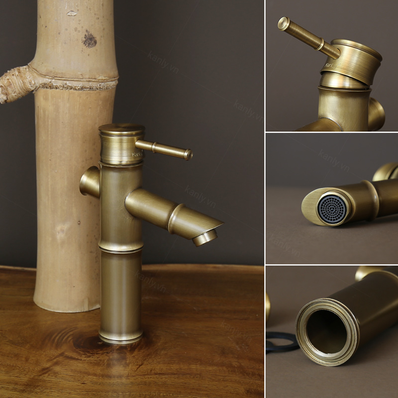 Thiết kế gần gũi với thiên nhiên của vòi đồng đúc hình ống tre GCV02