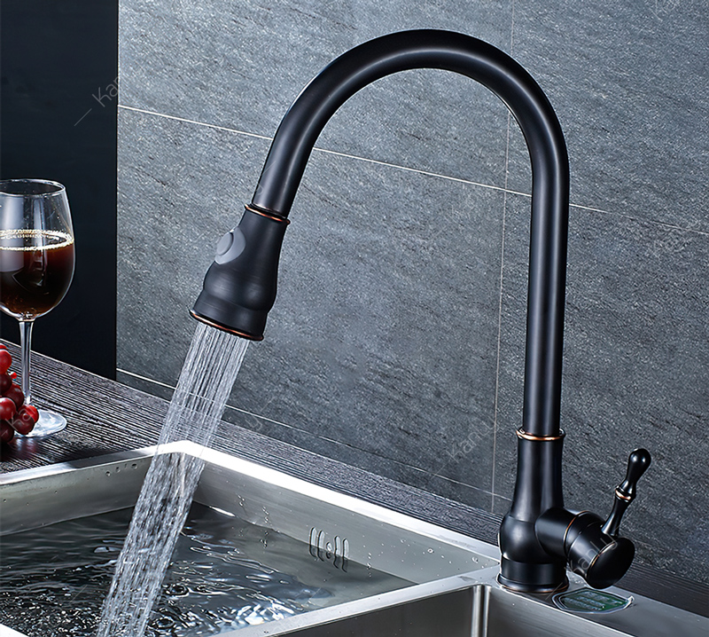 Vòi rửa bát nóng lạnh dây rút đồng thau GCC09B