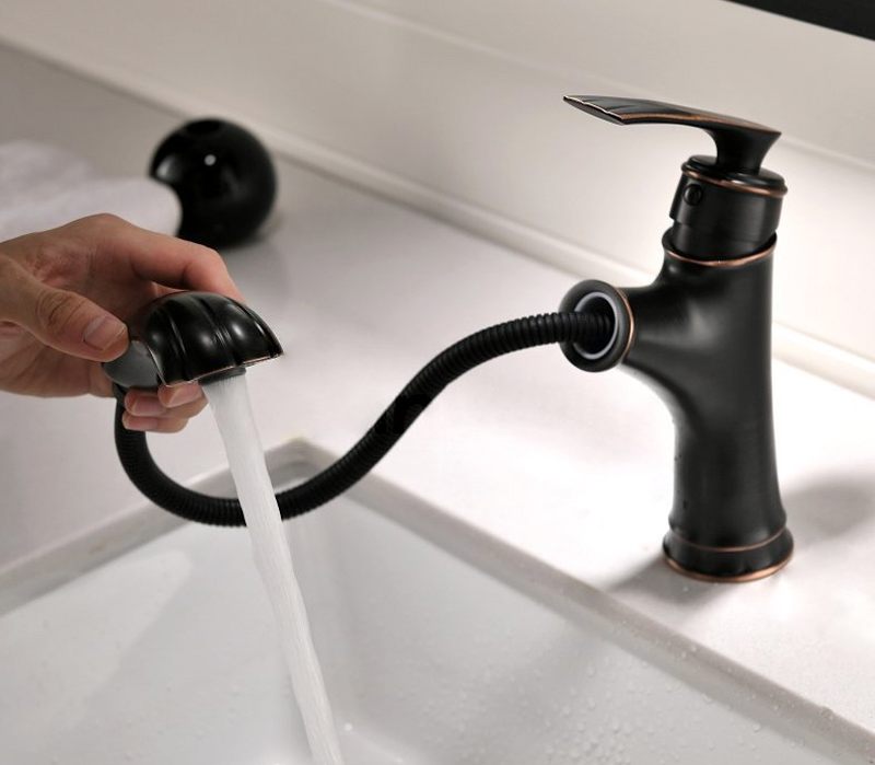 Vòi rửa mặt lavabo dây kéo bằng đồng, kiểu cổ điển, sang trọng