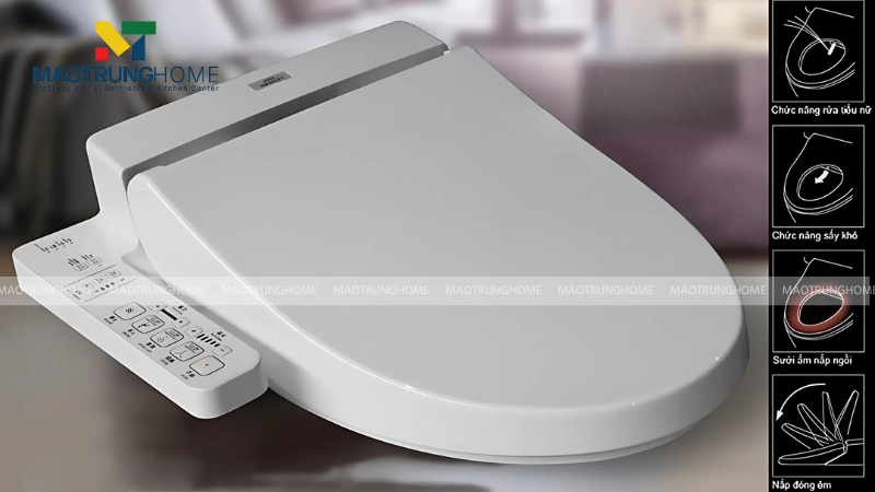 Bồn cầu treo tường có thể được gắn thêm nắp rửa thông minh để gia tăng trải nghiệm sử dụng