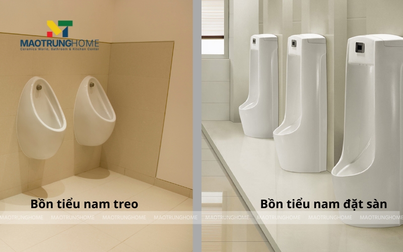 So sánh bồn tiểu nam treo tường và bồn tiểu nam đặt sàn