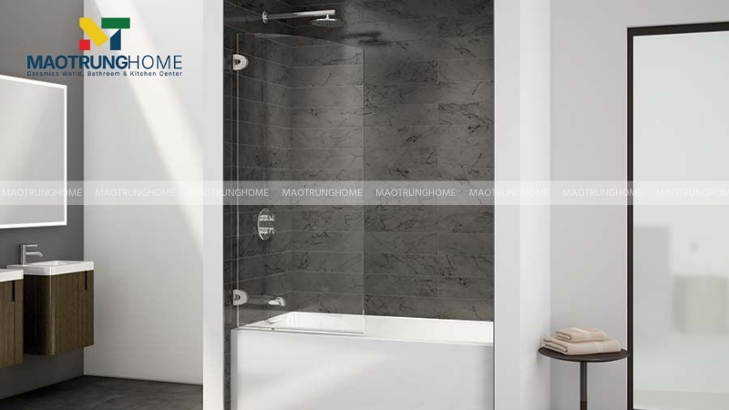 Bồn tắm xây và kết hợp với hệ thống sen tắm âm tường