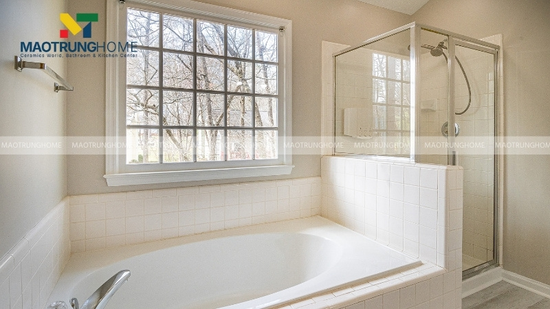 Bồn tắm kết hợp cùng khu vực tắm đứng với vách kính