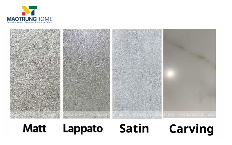 4 mẫu gạch bóng mờ với các bề mặt khác nhau