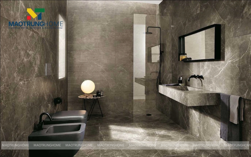 Phòng tắm sang trọng lát gạch men Matt màu tối