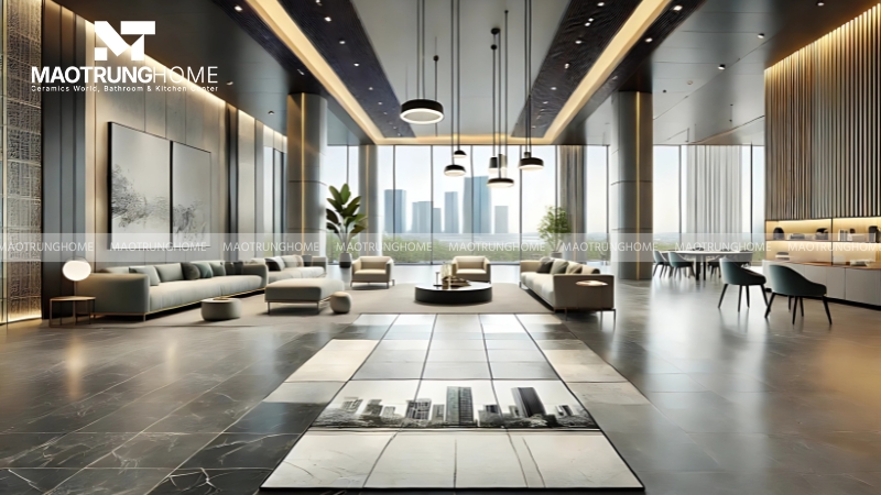 Gạch Nano thường được dùng để lát nền cho phòng khách