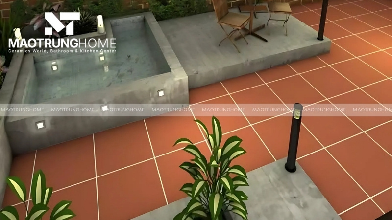 Lát sân vườn bằng gạch tàu