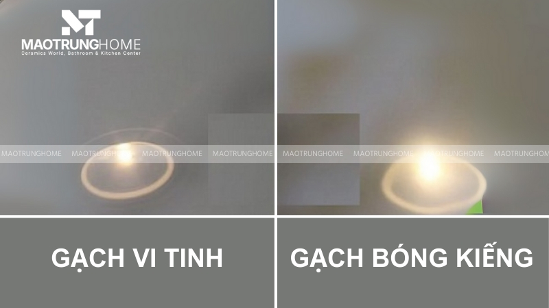 Hãy bật đèn pin của điện thoại và chiếu thẳng vào bề mặt gạch ở khoảng cách 20-30cm.