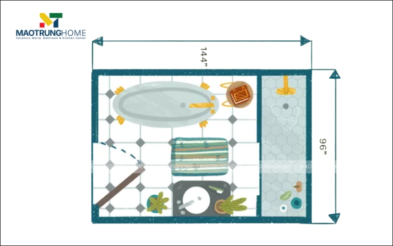 Sơ đồ phác thảo mặt bằng phòng tắm