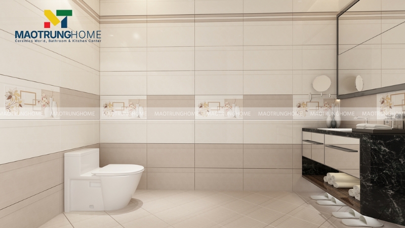 Mẫu phối màu gạch cho nhà tắm, nhà vệ sinh