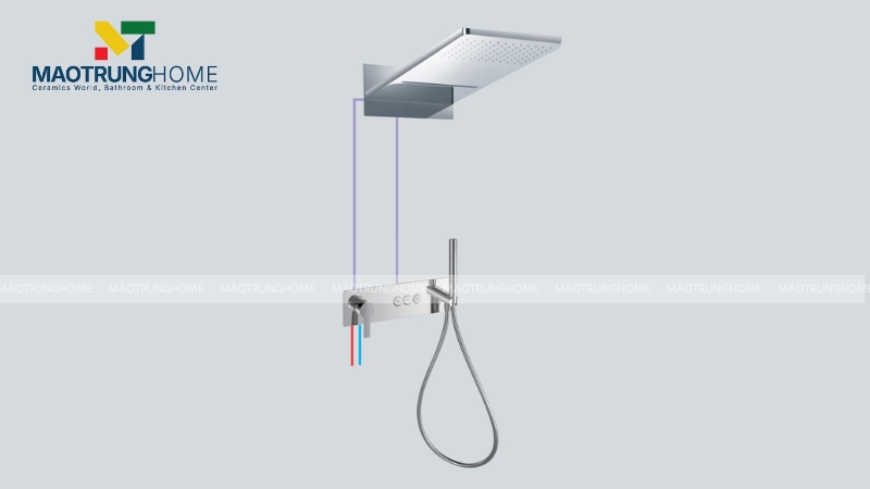 BỘ SEN MƯA THÁC DIVINI ÂM TƯỜNG DVF-7380-1 với thiết kế hiện đại và hai chế độ nóng lạnh